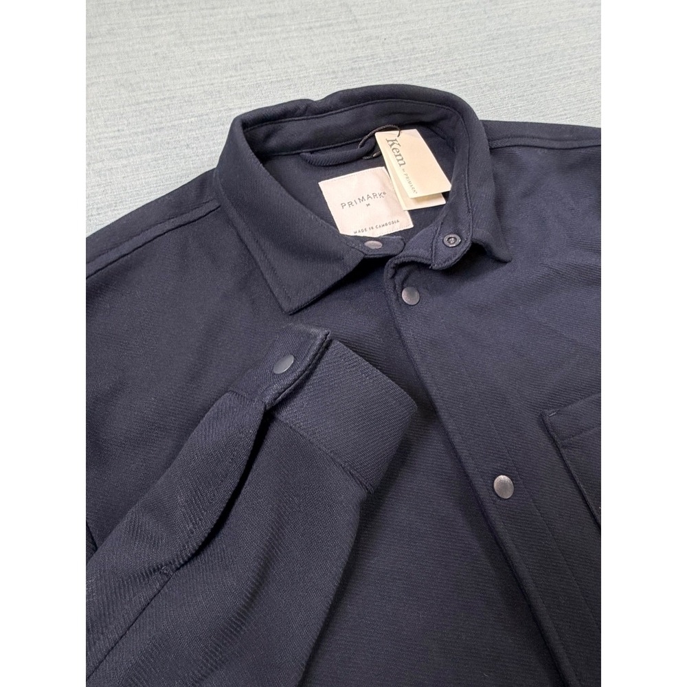 Kem for Primark Mens Navy Blue Textured Snap Front Overshirt Jacket Size M NEW